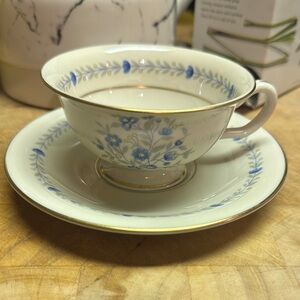 Castleton: Devon Floral Blue and White Teacup and Saucer Set